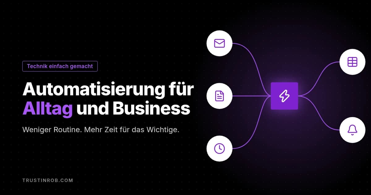 Illustration: Symbole für E-Mail, Rechnung und Erinnerung, verbunden zu einem automatischen Ablauf