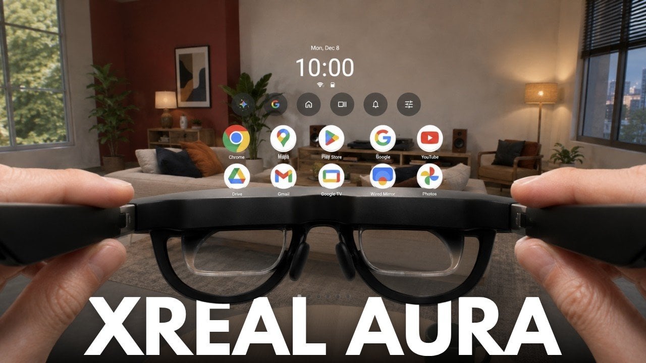 XREAL Aura Gemini vieglas XR brilles ar Snapdragon skaitļošanas bloku